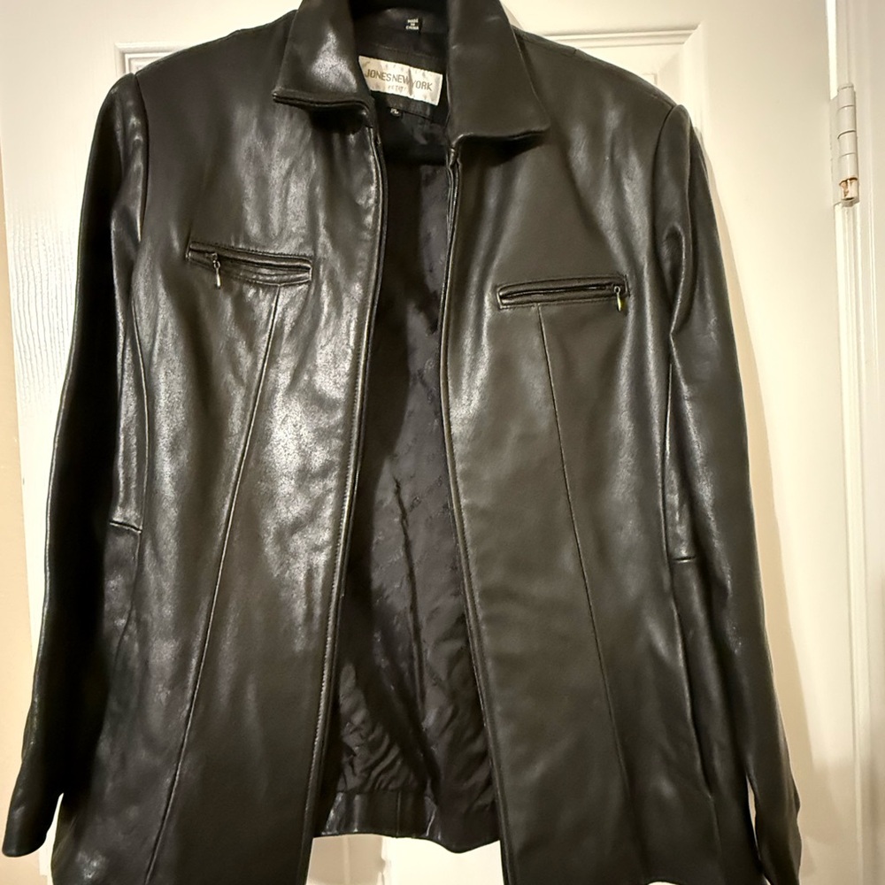 Jones New York Black Leather Jacket
